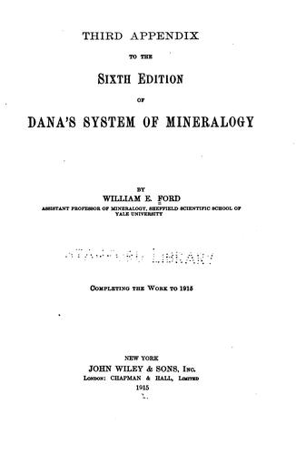 Cover for Third appendix to the 6th ed. of Dana's System of mineralogy