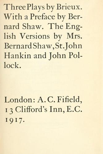 Cover for Three plays