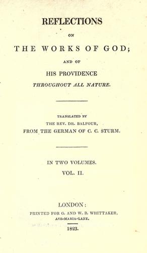 Cover for Reflections on the works of God, and of His providence throughout all nature.