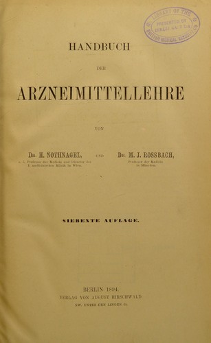 Cover for Handbuch der Arzneimittellehre