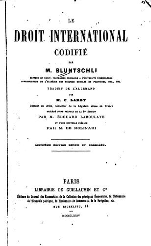 Cover for Le droit international codifié