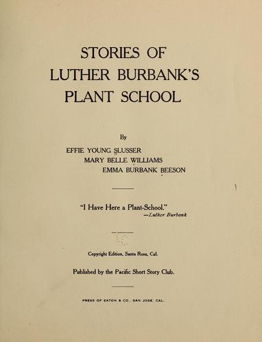 Cover for Stories of Luther Burbank's plant school