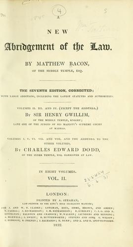 Cover for A new abridgment of the law.