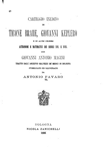 Cover for Carteggio inedito di Ticone Brahe