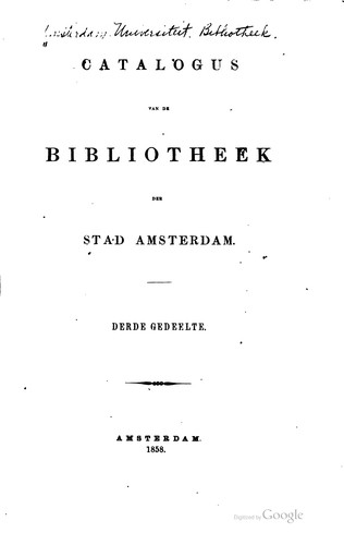 Cover for Catalogus van de Bibliotheek der Stad Amsterdam...