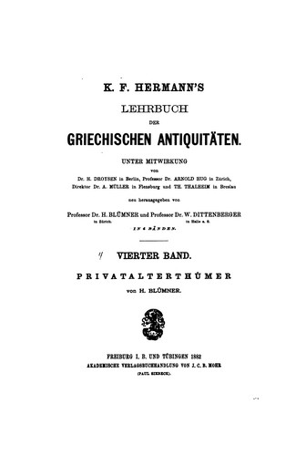 Cover for Lehrbuch der griechischen Antiquitäten...