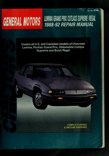 Cover for Chilton's General Motors Lumina/Grand Prix/Cutlass Supreme/Regal 1988-92 repair manual