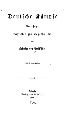 Cover for Deutsche Kämpfe: Schriften zur Tagespolitik