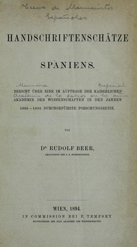 Cover for Handschriftenschätze Spaniens.