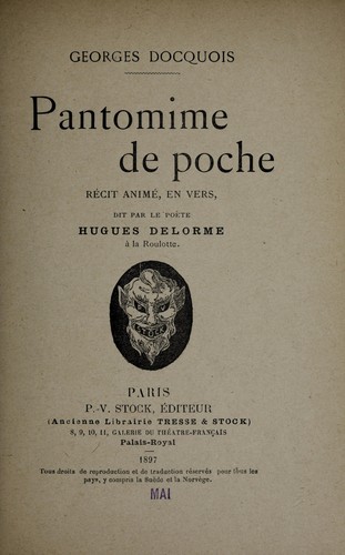 Cover for Pantomime de poche