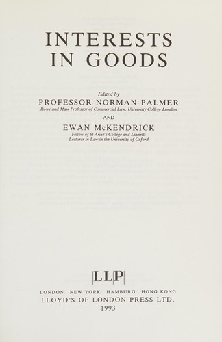 Cover for Interests in Goods (Lloyd's Commercial Law Lib)