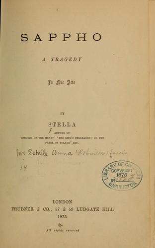 Cover for Sappho