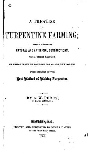 Cover for A treatise on turpentine farming