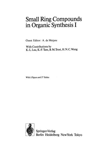Cover for Small ring compounds in organic synthesis