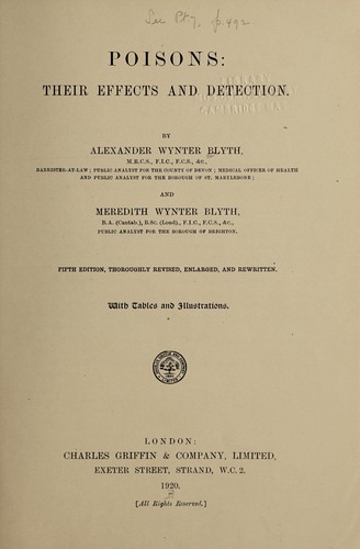 Cover for Poisons; their effects and detection