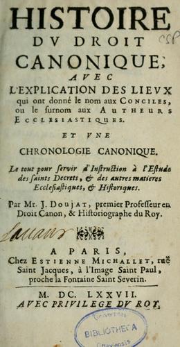 Cover for Histoire du droit canonique--