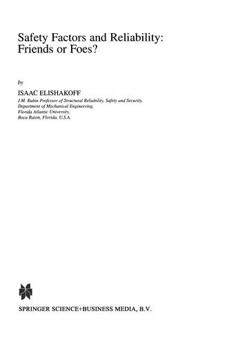 Cover for Safety Factors and Reliability: Friends or Foes?