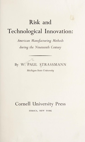 Cover for Risk and technological innovation