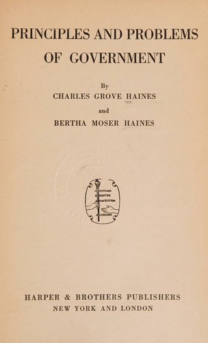 Cover for Principles and problems of government
