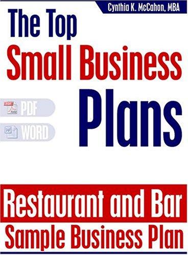 Cover for Restaurant and Bar Sample Business Plan, 2004