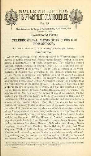Cover for Cerebrospinal meningitis ("forage poisoning")