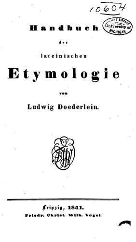Cover for Handbuch der lateinsichen Etymologie