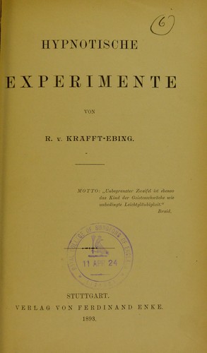 Cover for Hypnotische Experimente