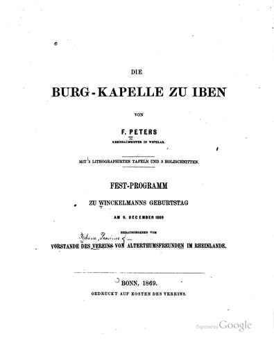 Cover for Die Burg-kapelle zu Iben