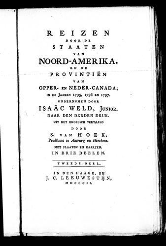 Cover for Reizen door de staaten van Noord-Amerika, en de provintiën van Opper-en Neder-Canada; in de jaaren 1795, 1796 en 1797