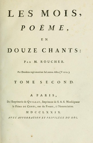 Cover for Les mois, poëme, en douze chants