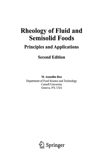 Cover for Rheology of fluid and semisolid foods