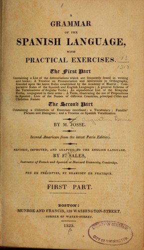Cover for A grammar of the Spanish language