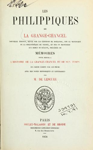 Cover for Les Philippiques de La Grange-Chancel.