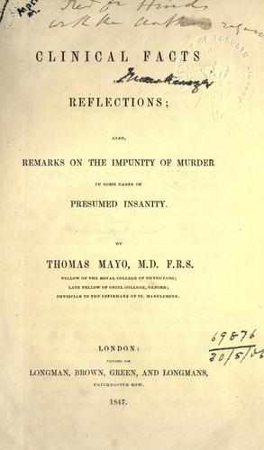 Cover for Clinical facts and reflections