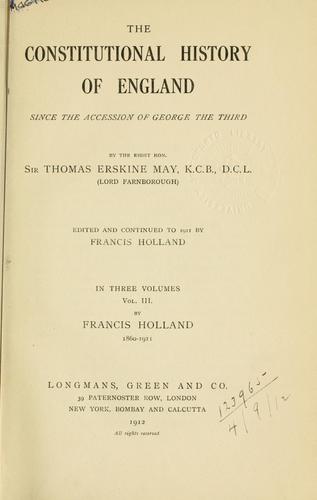 Cover for The constitutional history of England since the accession of George the Third