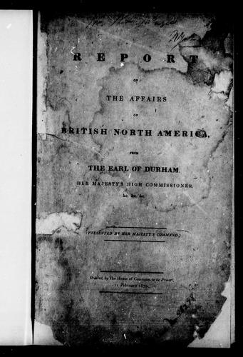 Cover for Report on the affairs of British North America