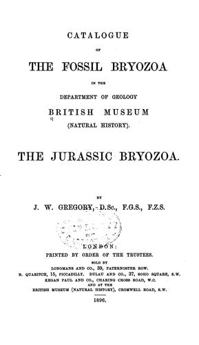 Cover for Catalogue of the Fossil Bryozoa in the Department of Geology, British Museum (Natural History ...