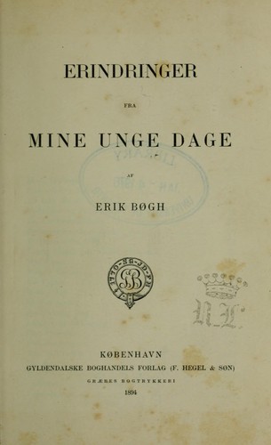 Cover for Erindringer fra mine unge dage