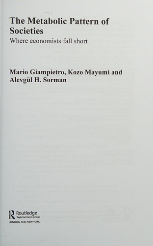 Cover for The metabolic pattern of societies
