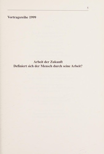 Cover for Arbeit der Zukunft