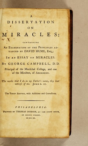 Cover for A dissertation on miracles