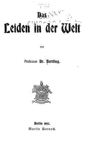 Cover for Das leiden in der welt