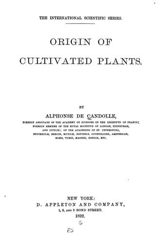 Cover for Origin of cultivated plants