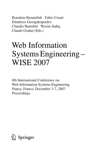 Cover for Web information systems engineering-- WISE 2007