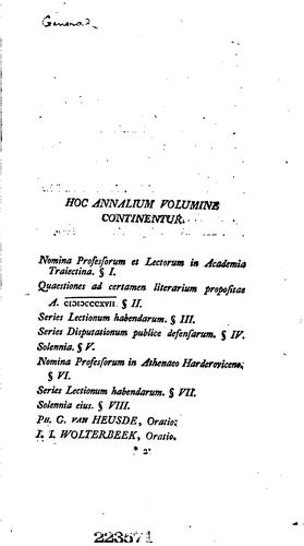 Cover for Annales Academiae rheno-traiectinae