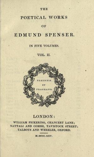 Cover for poetical works of Edmund Spenser in five volumes.