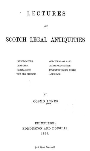 Cover for Lectures on Scotch legal antiquities