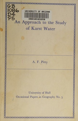 Cover for An approach to the study of karst water.