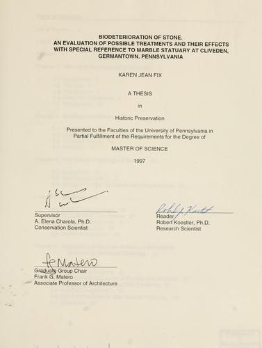 Cover for Biodeterioration of stone