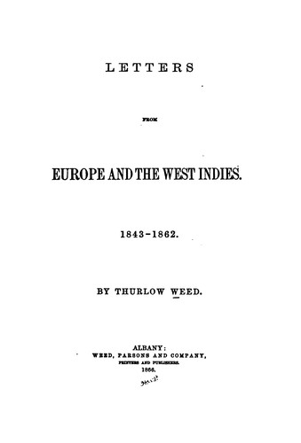 Cover for Letters from Europe and the West Indies: 1843-1862